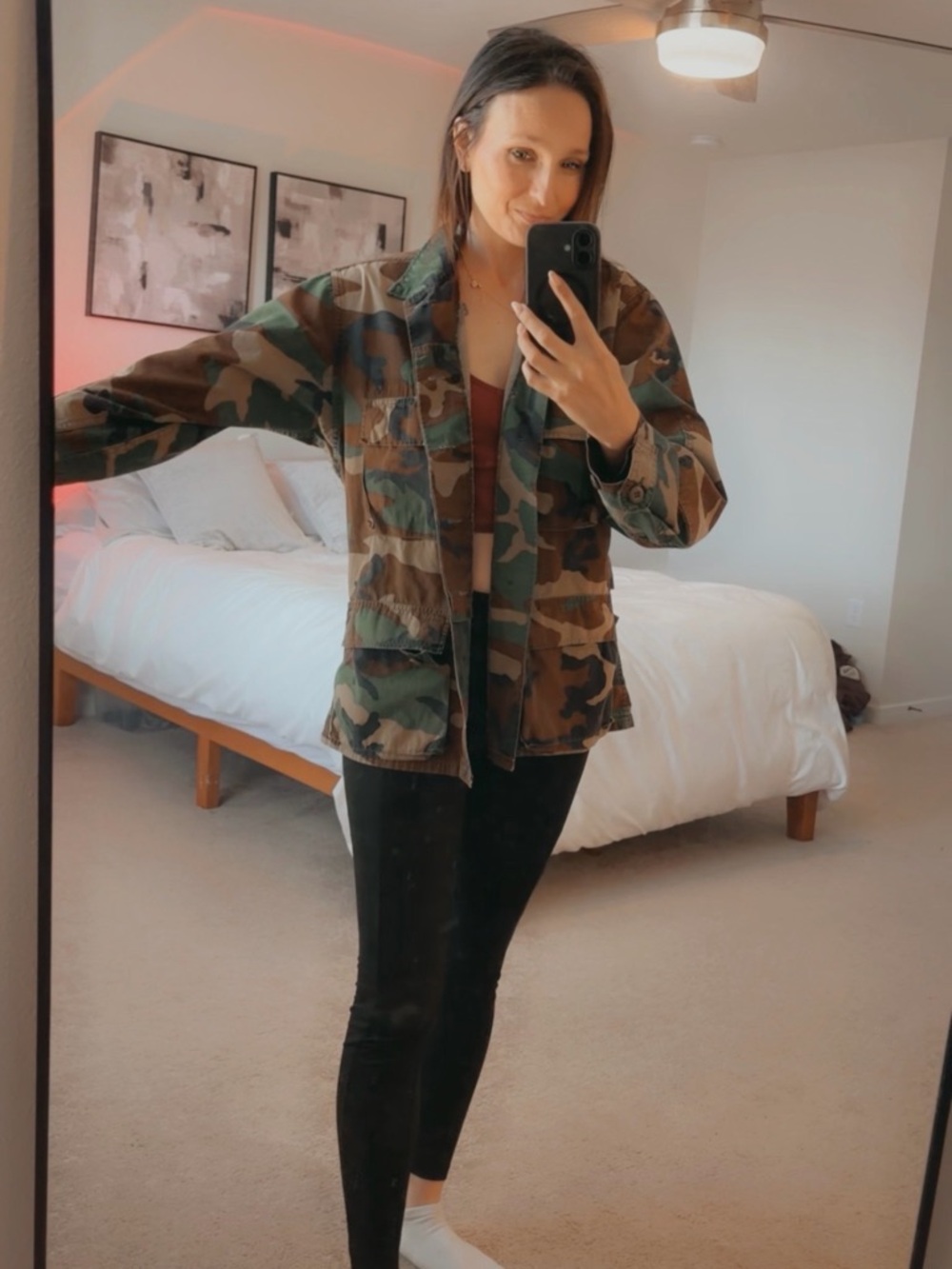 Camouflage Jacket with Peter Pan Design